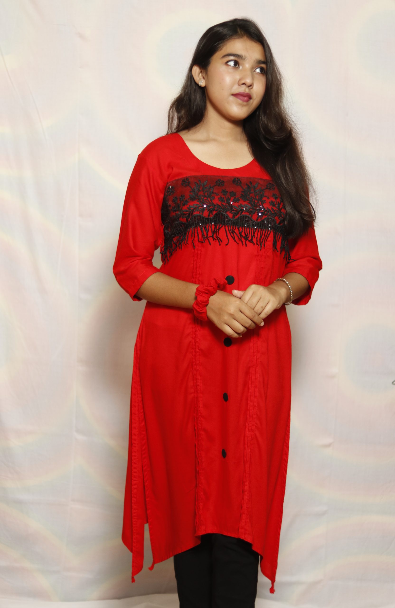 Solid C Cut Kurti With Free Scrunchies Nurjahan S