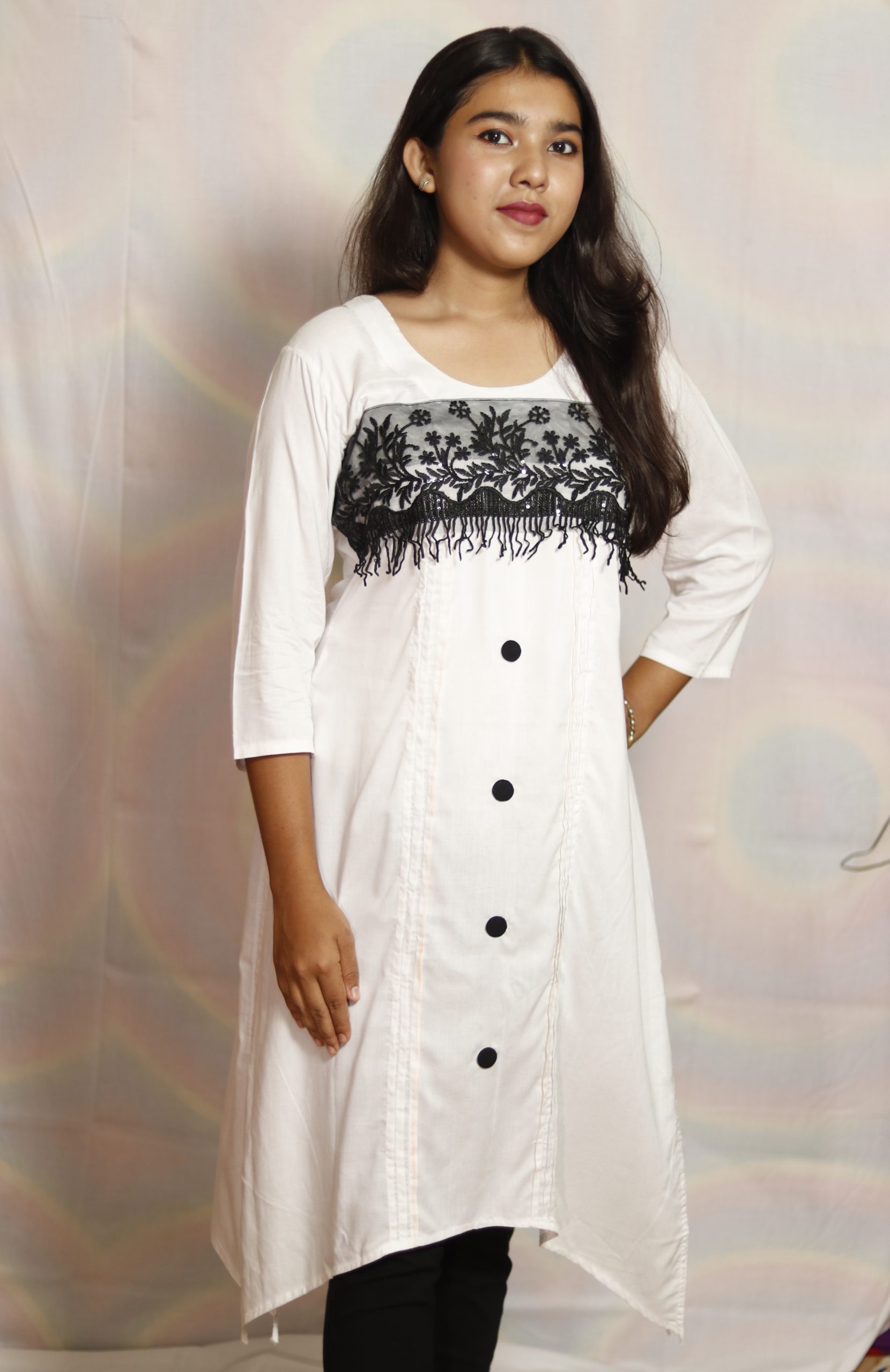 Solid C cut Kurti with free Scrunchies - Nurjahan's