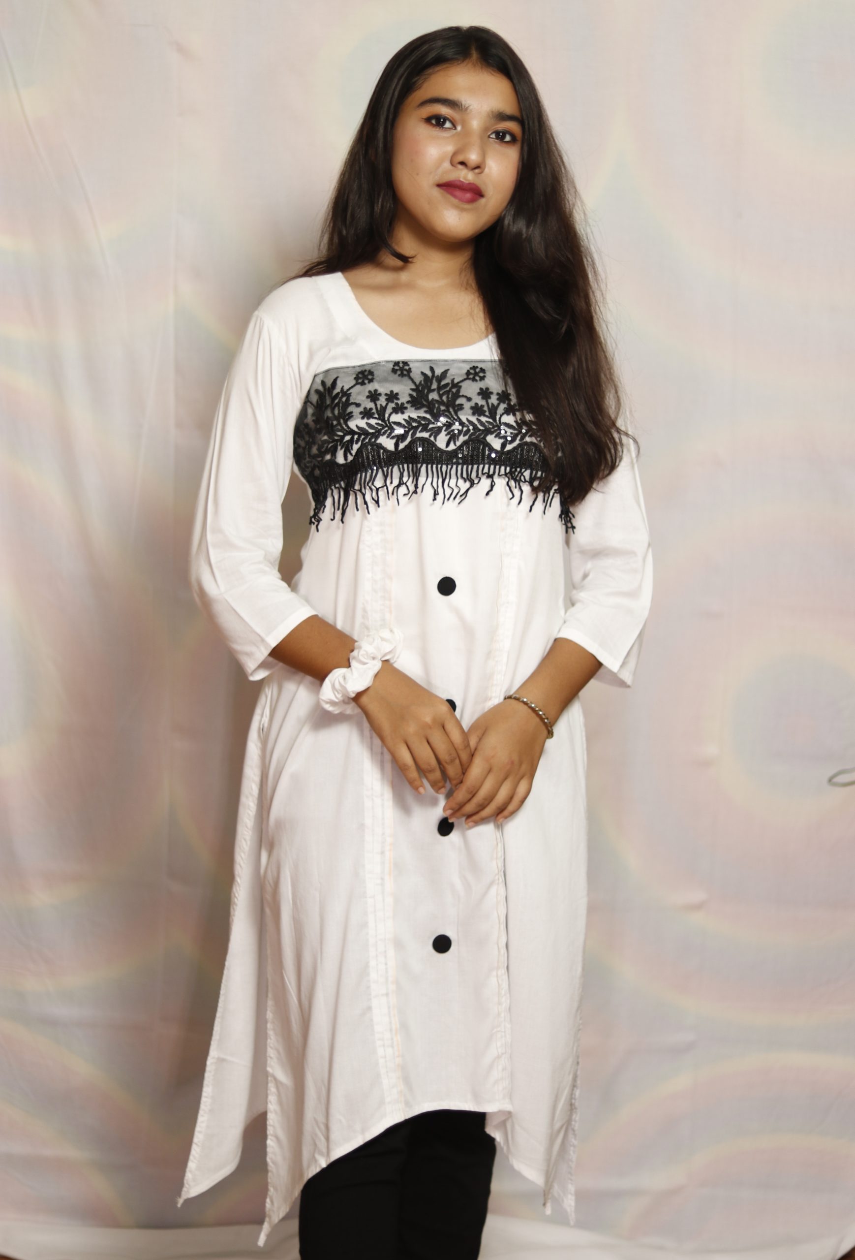 Solid C cut Kurti with free Scrunchies - Nurjahan's